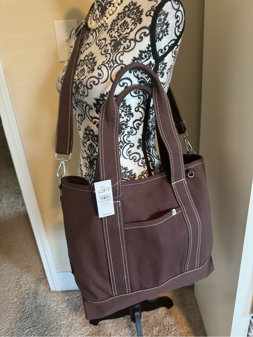 Lou & Grey Brown Canvas Tote NWT